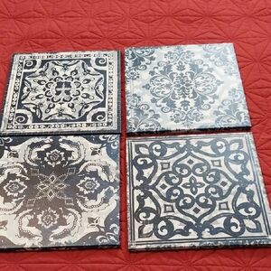 Set of 4 Black and White Decorative Tiles
